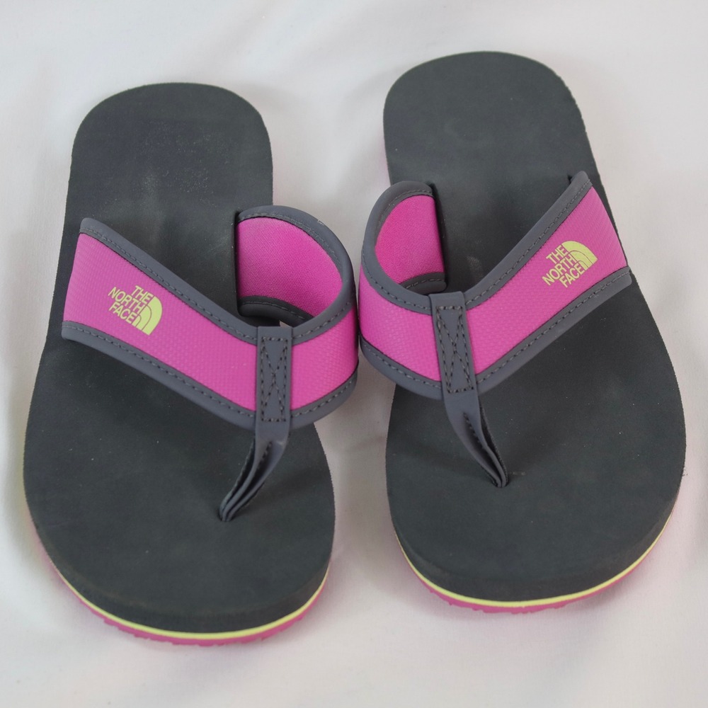 The North Face Base Camp Pink Gray Mini Flip Flops Sandals Girl's Size 3